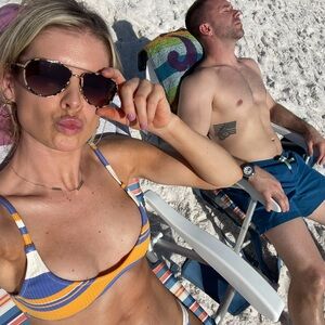 Triangl Swimwear Blue and Orange Bikini